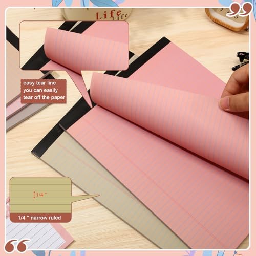 Fuutreo 8 Pcs Legal Pads 8.5 x 11 Colored Note Pads, Nut Color