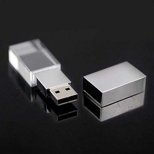New Crystal Transparent Rectangle Genuine USB Flash Drive 3.0 Wedding Gift Pen Drive,Memroy Stick,Silver (32, GB)