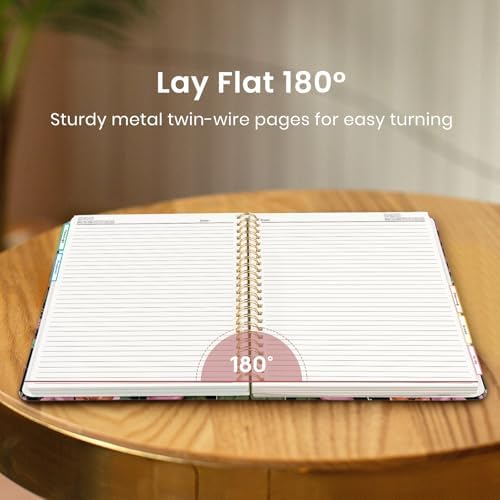 Taja Pretty Large Spiral Lined Notebook for Work with 5 Removable Dividers