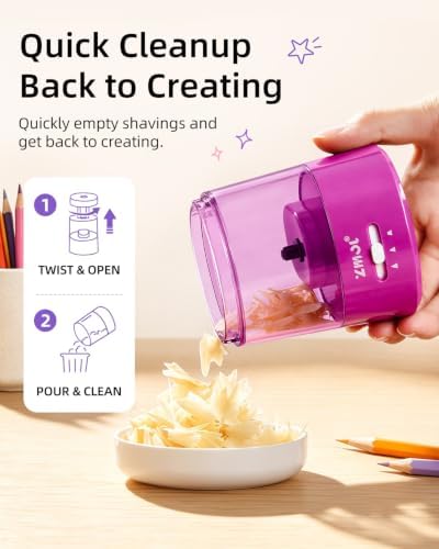 ZMOL Electric Pencil Sharpener, USB or 2 AA Powered, 6-8mm,Fuchsia