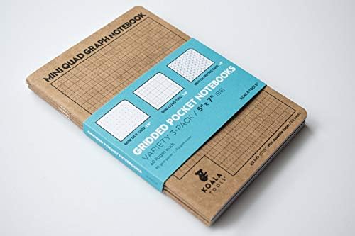 KOALA TOOLS | Mini Sketchbooks Variety (3 Pack) | 5" x 7", 60 pp. - Quad, Mini-Isometric, Mini-Dot Grid