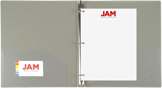 JAM PAPER Plastic 0.5 inch Binder - Smoke Grey 3 Ring Binder - Sold Individually