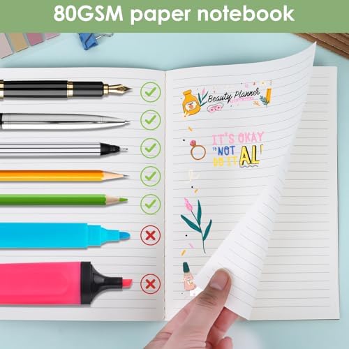 LABUK 100 Pack Lined Kraft Notebooks, A5 Journals Bulk, 8.3x5.5 Notebook Bulk for Traveler Journal, Students Gift School Office Supplies (30 Sheets/60 Pages)