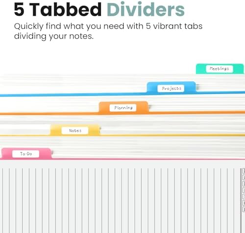 Taja Large Spiral Notebooks for Work 5 Subject with Removable Dividers