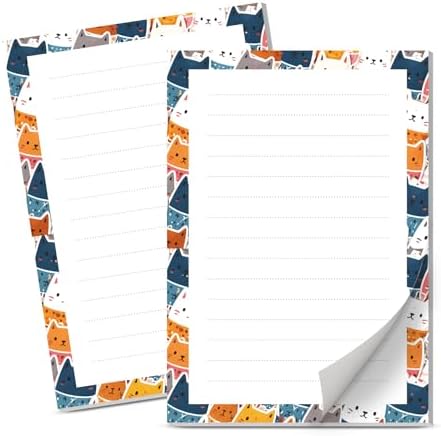 Lined Sticky Notes 4x6 in, 2 Pack Large Cute Notepads with Lines Self-Stick Note Pad, Funny Memo Pads Strong Adhesive for Office, Home Cute Colorful Cats