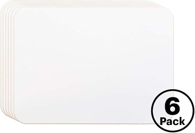 6-Pack 11" x 17" x 1/8" Single Sided Non-Magnetic Dry Erase Student Lap Board Aid for Interactive Learing & Class Participation.