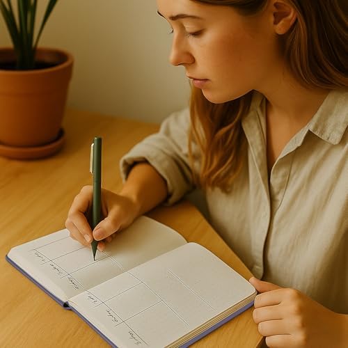 Dot Grid Journal with 160GSM Thick Paper, 192 Pages, A5 Dotted Notebook for Work, School, Travel | 180° Lay Flat, Foil Stamped Cover, Elastic Band, 2 Bookmarks & Inner Pocket (Dark Purple)