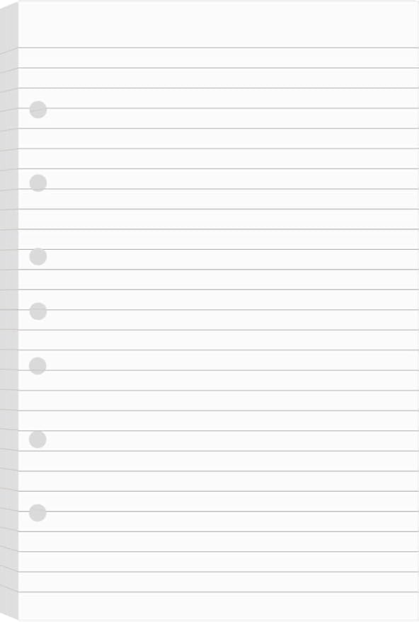 Lined Filler Paper for Mini Binder 5.5"x8.5", 100 Sheets College Ruled, 7-Hole, White