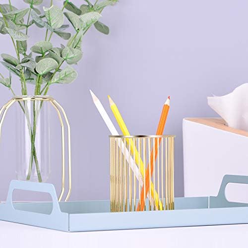 HSYMQ Gold Metal Pen Holder for Desk, Makeup Brushes Cup, Pencil Holders, Office&Home Organizer