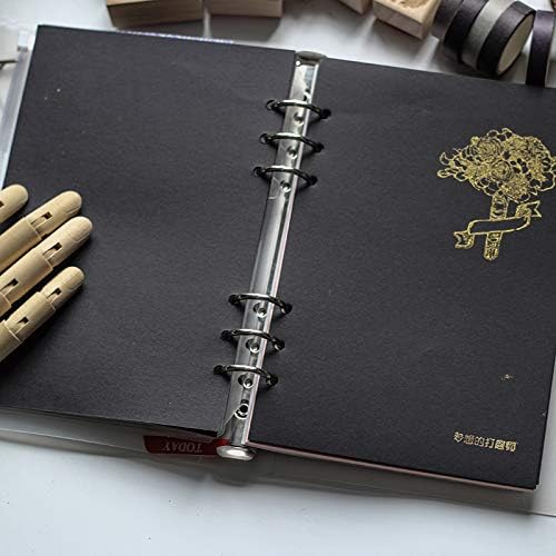 A6 Planner Refill, Refillable Notebook Paper, 6 Ring Binder Refill, for compatible with Filofax, Black Paper, All Blank, 2 Pages per Sheets, 40 Sheets in Total A6 3.74'' x 6.69''