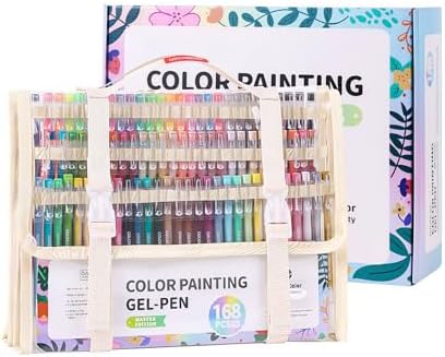 168 Colored Gel Pens Set, 0.6mm Fine Point for Black Paper & White Paper, Pens for Journaling, Adult Coloring Books, Bible, Drawing, Note Taking, Art & Journaling Supplies