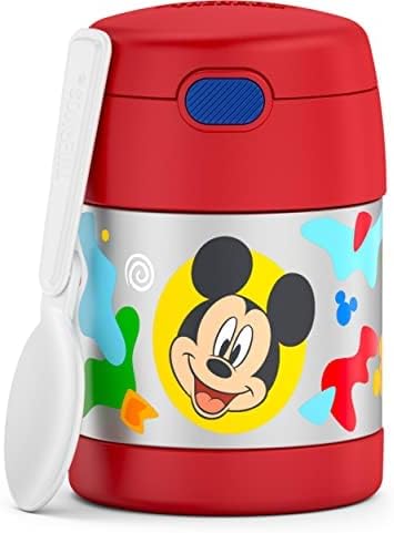 THERMOS FUNTAINER 10 Ounce Stainless Steel Vacuum Insulated Kids Food Jar with Spoon, PRESCHOOL MICKEY