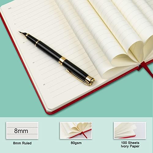 Journal notebook (A5-Lined, Red Color),192 Pages, Medium 5.7X8.3 inches - 80 gsm Thick Paper, Hardcover