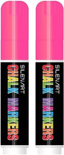 SILENART Liquid Chalk Markers Pink - 15mm Jumbo Tip Car Marker - Wide Thick Window Chalk Pen for Chalkboard, Window, Glass, Mirror, Blackboard