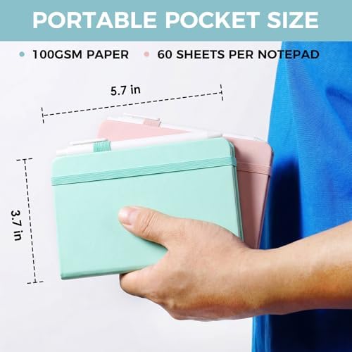 Thboxes 3 Pack Pocket Notebook Journals, A6 Hardcover Notepads, Pen Holder