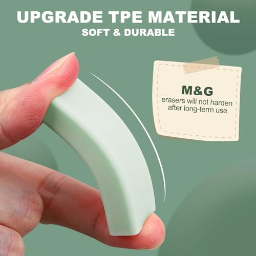M&G 8 Pack Erasers, Green Sliding Retractable Eraser Push Pull Cute Pencil Erasers Soft Large Easy to Clean with Plastic Sleeve for Sketching Drawing Artists Teacher Pencils, Green