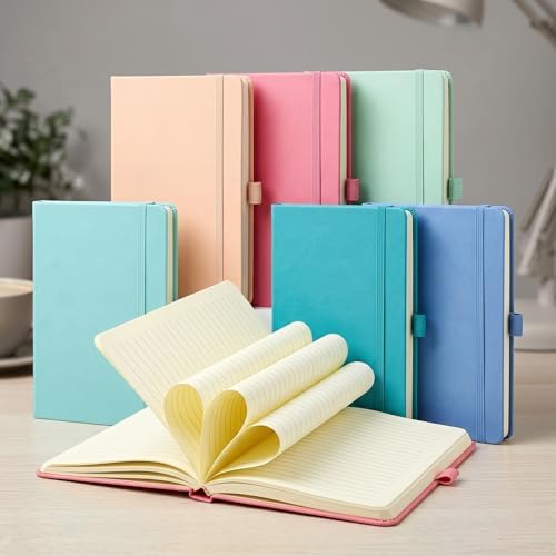 Laumoi 7 Pack Hardcover Lined Journal Notebooks Bulk,Rococo Color,A5
