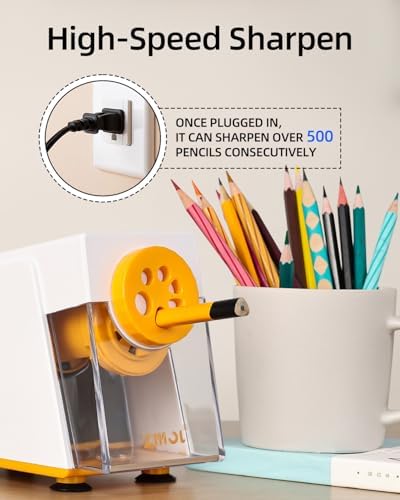 ZMOL Electric Pencil Sharpener,Heavy Duty for Classroom, 6-12mm, White