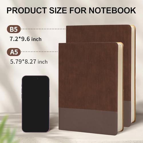 Lined Journal Notebook for Work College Ruled Note Book 5.79"x8.27" A5 PU Leather Daily Journaling 216 Pages for Women Men Writing Home School Supplies Business (Coffee)