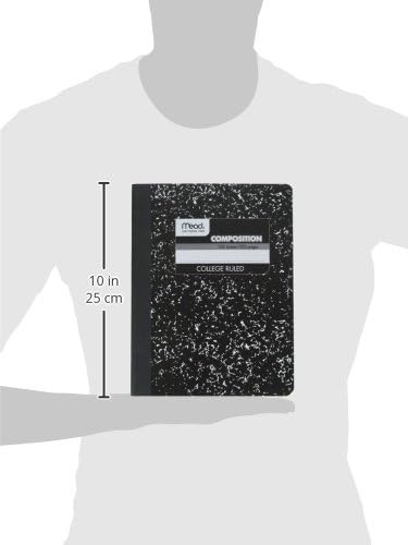 Mead Composition Notebook, College Ruled Paper, 7-1/2" x 9-3/4", 100 Sheets, Black Marble (09932)