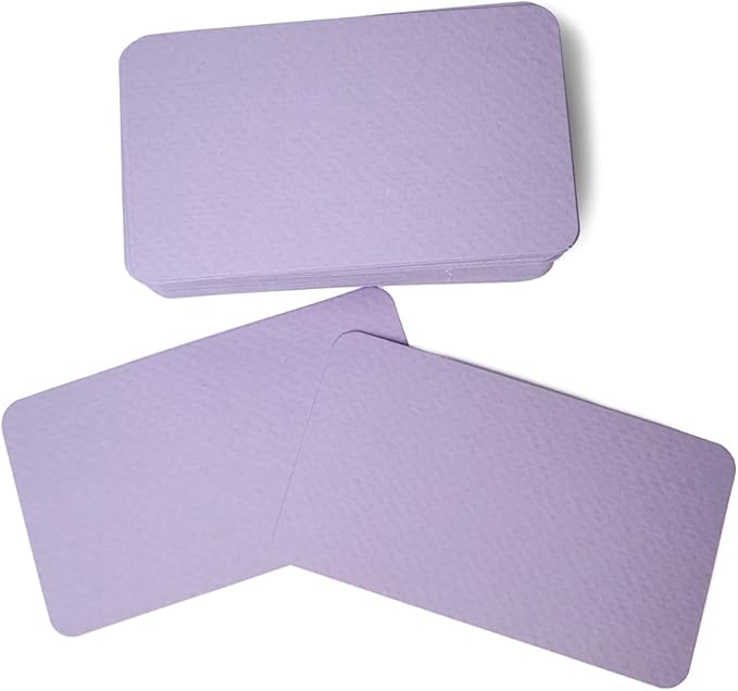 PPAPPAPPIYO 3.5x2 rounded corner index cards180gsm Thick Cardstock, Blank Colored Flash Cards for Study, Notes, Business Cards & Labels, Small Notecards 100 Pack (Lavender)