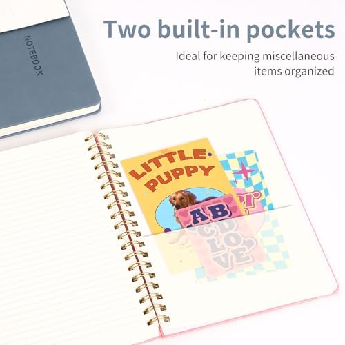 Spiral Notebook - 7.24" x 10" College Ruled Journal with Inner Pockets and 180 Pages, PU Leather Cover Business Journal, Twin-Wire Binding Notebook Perfect for Office & Home School Supplies ReefBlue