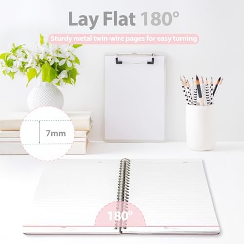 A5 Lined Spiral Journal Notebook, 146 Pages Hardcover Notebook with 100 GSM Thick Paper, Inner Pocket & Elastic Closure, 5.7" x 7.9", Notebooks for Work, School, College, Office, Journaling & Note Taking