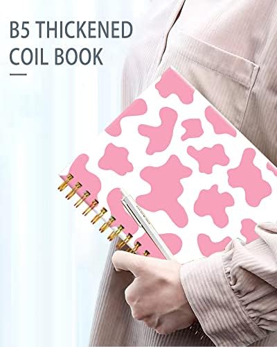 iampanda Spiral Journal Notebook,Cute Strong Twin-Wire Binding with Premium Paper for Girl Women,60 Sheets A5 College Ruled Notebook/Journal,Perfect for School Office Home Gifts,Pink Cow