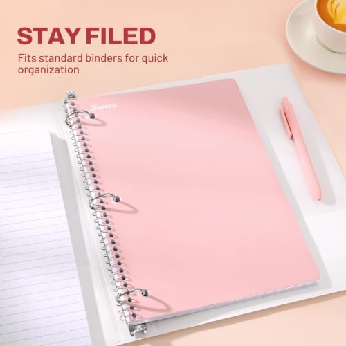 SUNEE Spiral Notebooks, 3 Pack, 1-Subject, College Ruled Paper, 8" x 10-1/2", 70 Sheets per Notebook, Pink