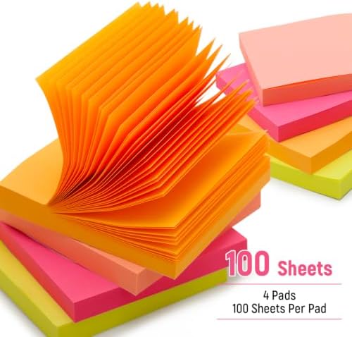 3x3 Sticky Notes, 4 Pads Clear Sticky Notes + 4 Pads Colorful Sticky Pads