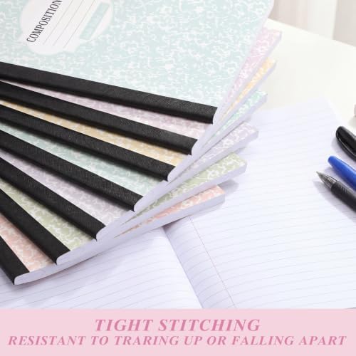 Colarr 8 Pack Composition Notebook Wide Ruled Marble, Subtle Colors