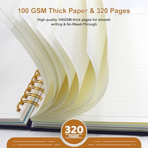 Hardcover Spiral Notebook Journal with Removable Dividers Tabs