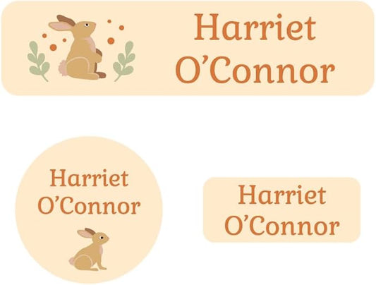 Name Bubbles - Kids Custom Name Labels for Daycare, School, Camp (144 Labels) - Personalized Waterproof Name Stickers for Clothes Tags, Lunch Boxes, Water Bottles, & School Supplies (Bunny)