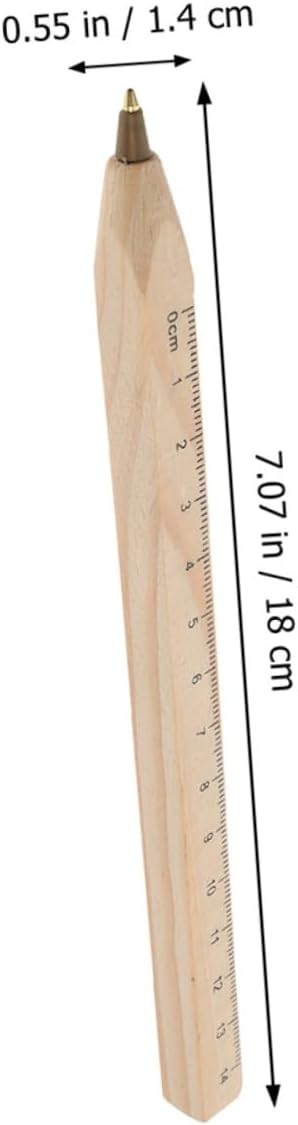 ULTECHNOVO 20pcs Black Wood Ballpoint Pens Biodegradable Wooden Signature Pens with Printed Scale Ruler for Carpenter Drafting and Construction Use