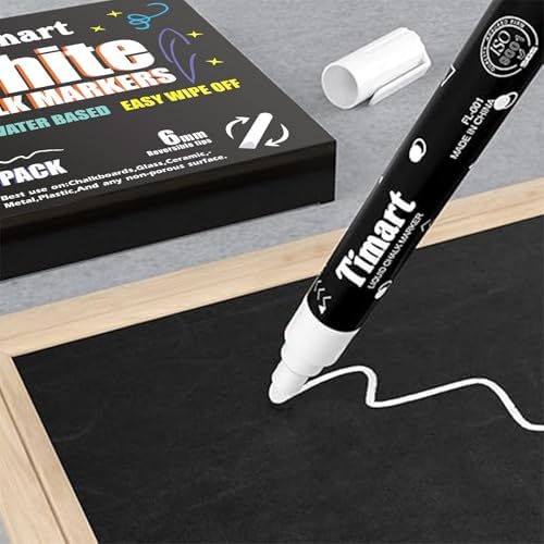 Timart 8 Pack White Chalk Markers, 6mm Liquid Chalk Markers
