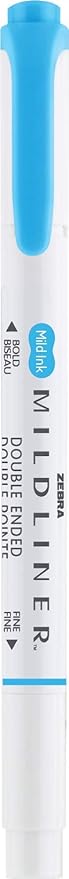 Zebra Pen Mildliner Dual-Tip Highlighters, Broad and Fine Tips, Ideal for Bible Highlighting, No Bleed, School Supplies, Teacher Supplies, and Office Supplies, Mild Cyan Ink, 12-Pack (78560upc)