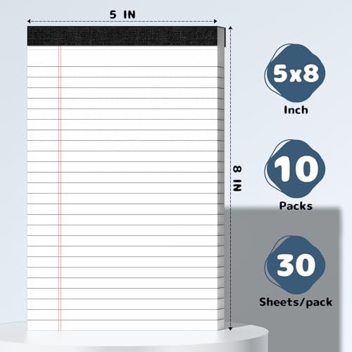 10pcs Legal Pads 5x8 White Note Pads Small Notepads College Ruled