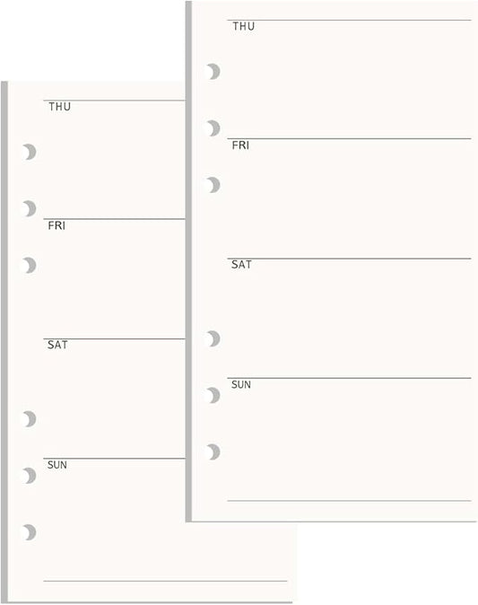 NatSumeBasics A6 Refills Paper 3.5" x 6.5" Undated Weekly Binder Planner Inserts 90 Sheets 6 Holes Pocket Notebook Papers for Personal Travel Journal Diary (A6 Weekly)