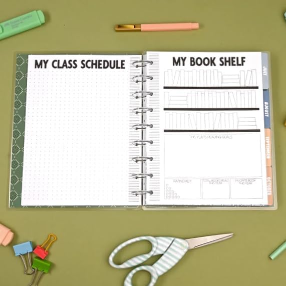 kellofaplan Plaid Student Planner (Undated), Disc-Bound, Weekly Planning Pages, Assignment Tracker, Colorful Monthly Tabs for Middle School, High School, College Students