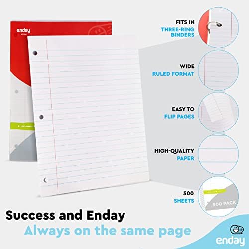 Emraw Wide Ruled Filler Paper, Perfect for Normal Everyday Notetaking 8"x10.5" x 0.32" Inch, 2 Pack - 100 Sheets Per Pack (Total 200 Sheets)