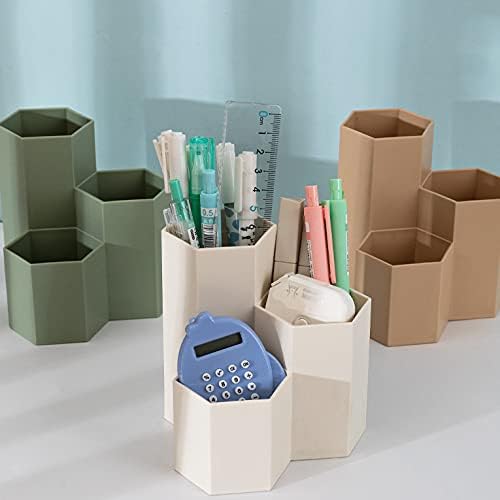 Pen Holder for Desk Pencil Organizer Small Desk Accessories Organizer Cute Pens Cup for Office,School and Home (Green, Triangular)