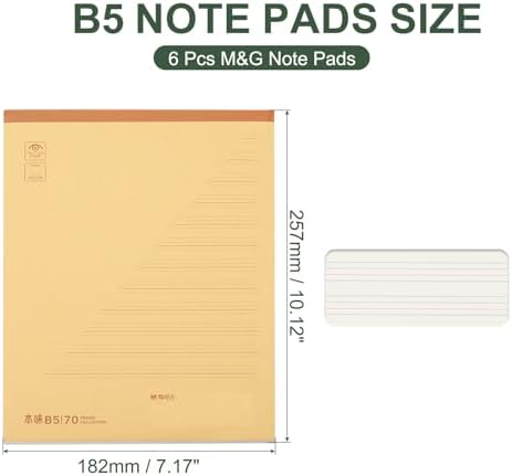 M&G 7x10 Note Pads, 6 Pack B5 Legal Pads 70 Sheets Notepads Writing Pad English College Ruled Lined Memo Paper Tablet for Work Writing Note Taking English