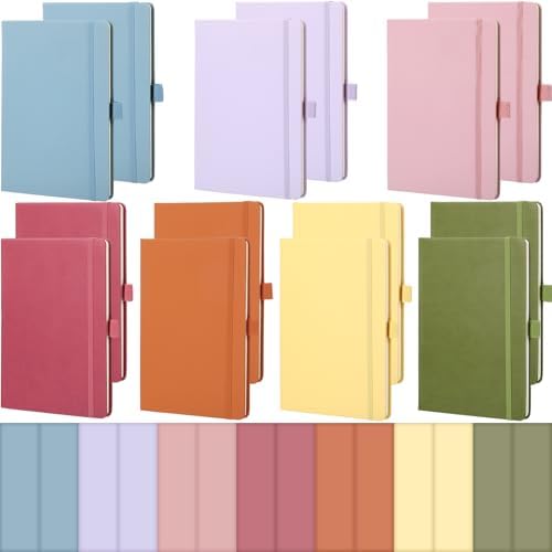 Laumoi 14 Pack Hardcover Lined Journal Notebooks Bulk,Elegant Color,A5