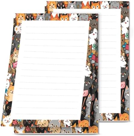 2 Pack Lined Sticky Notes 4x6 in, Cute Self-Stick Notepads with Lines, Large Memo Pads Strong Adhesive for Office, Home Colorful Cute Cats
