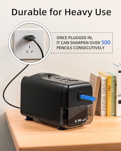 ZMOL Heavy Duty Electric Pencil Sharpener, Plug-in, 6.5-8mm, Black