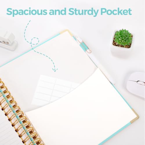 SKYDUE Spiral Journal for Women, B5 College Ruled Notebooks for Work with Dividers,Tabs and Pocket, Mint