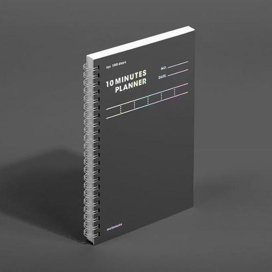 MOTEMOTE 10-Minute Planner 100 DAYS – Study Planner, Time-Blocking Productivity Journal, Spiral-Bound, Color Chip Edition (Dark Horse)