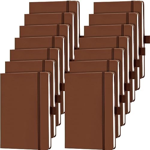Laumoi 14 Pack Hardcover Lined Journal Notebooks Bulk,Brown,A5