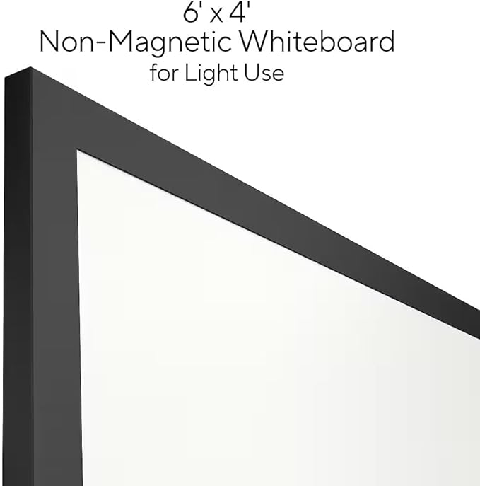 TRU RED™ Melamine Dry Erase Board, Black Frame, 6' x 4'