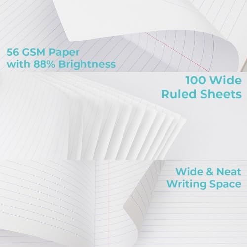 Paper Rite Assorted Marble Composition Notebook Wide Ruled (9.75x7.5 in), 100 Sheets | 200 Pages | For School, Office, Students, Teachers (5, Blue)